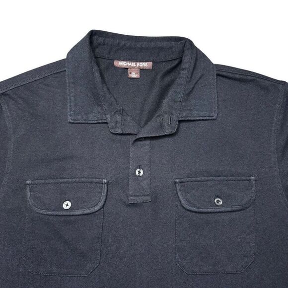 Michael Kors Polo Shirt Men’s XL Black Double Pockets Designer Preppy - Picture 1 of 7